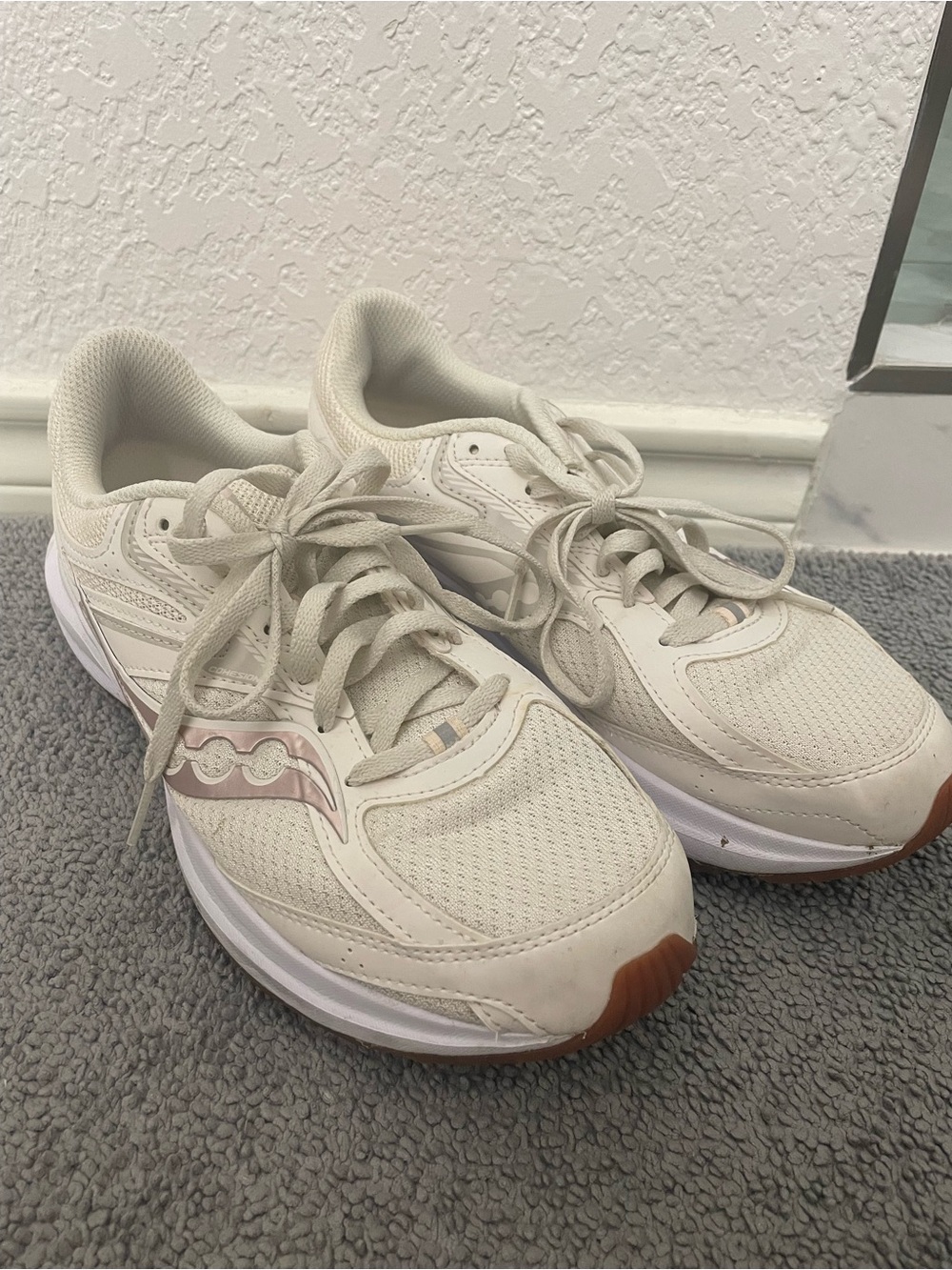 Saucony Women's Cream Running Sneakers with Light Pink Accents